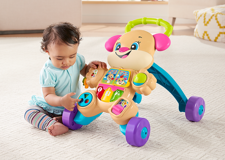 Chodzik Fisher-Price Bawię się i Uczę Edukacyjny pchacz "Różowy piesek" (FTC68) (C42) (887961640922) - obraz 4