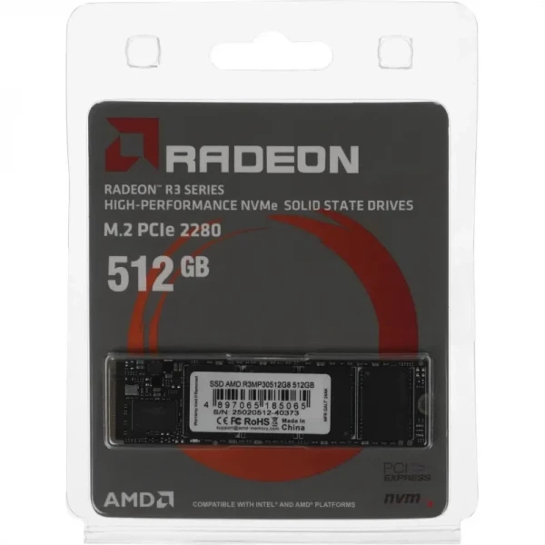SSD накопитель amd r3 512Gb pci-e 3.0 x4 m.2 2280 3d tlc (r3mp30512g8) - изображение 3