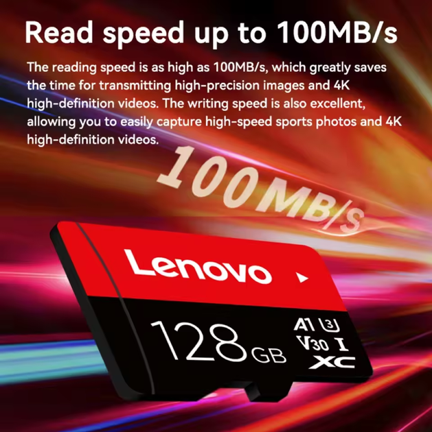 Карта памяти MicroSDXC Lenovo U3 V30 A1 Class 10 128GB - изображение 6
