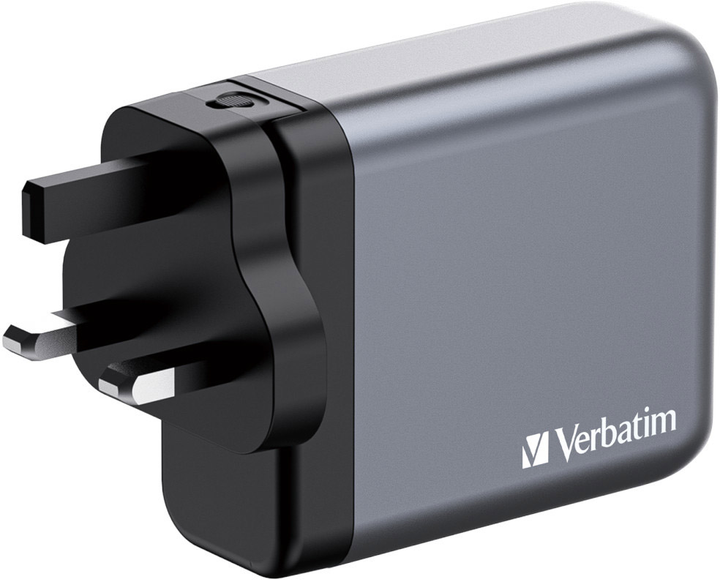 Ładowarka Verbatim 2 x USB-C PD 140 W / 1 x USB-C PD 20 W / 1 x USB-A QC 3.0 GaN 4-w-1 (EU/UK/US) Grey (4021801322036) - obraz 4