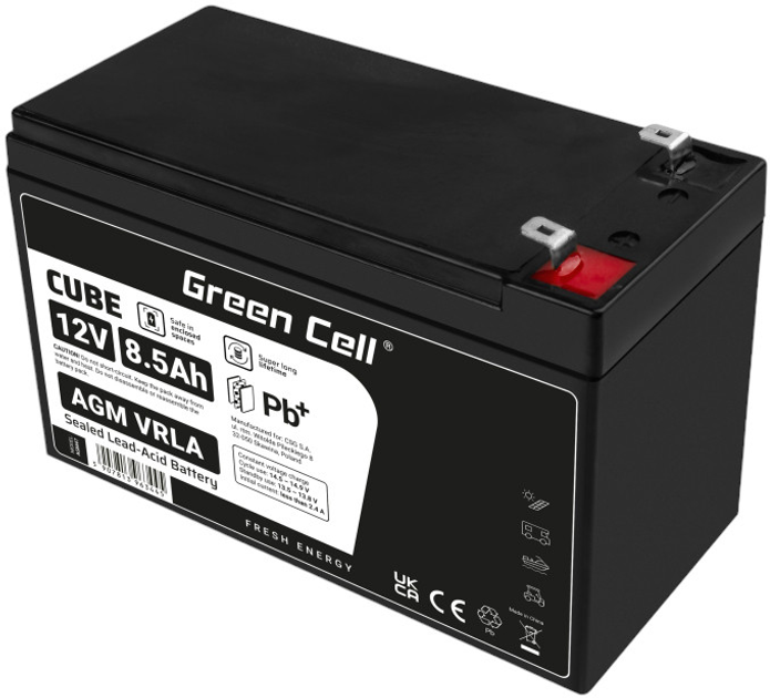 Akumulator Green Cell AGM VRLA 12V 8.5Ah (5907813963445) - obraz 3