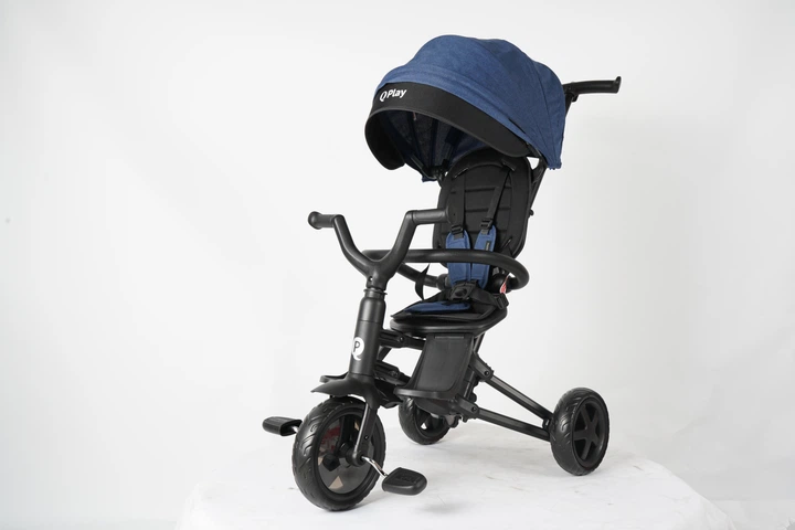 Велосипед детский Qplay Nova Niello Tricycle Складной Трехколесный с родительской ручкой Blue (S700-12Nova+EvaBlue) - Фото 3 Велосипед детский Qplay Nova Niello Tricycle Складной Трехколесный с родительской ручкой Blue (S700-12Nova+EvaBlue) - изображение 3