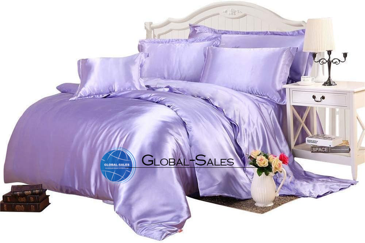 Атласное Сиреневое Семейное постельное белье Moka Textile 145*210 - Фото 5 Атласное Сиреневое Семейное постельное белье Moka Textile 145*210 - изображение 5