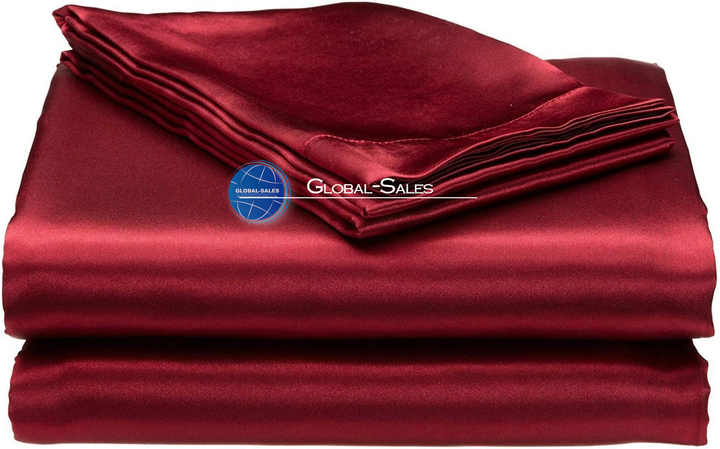 Атласное Фиолетовое Евро постельное белье Moka Textile 200х220см и Дополнительный Бордовый евро пододеяльник + 2 Бордовые наволочки 50*70см - изображение 2