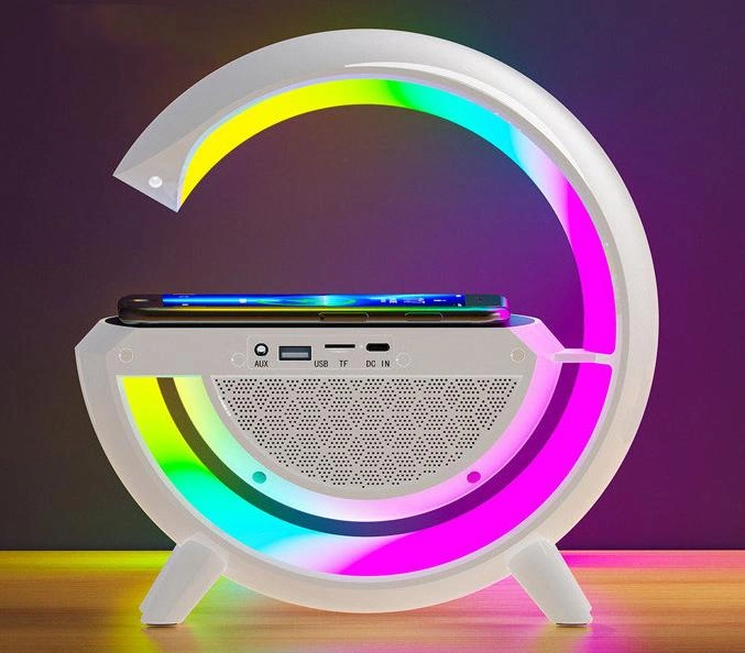 Настольная смарт лампа ночник G-smart BT-3401 RGB Rainbow Light-Wireless с Bluetooth колонкой беспроводная зарядка FM радио белый - изображение 8