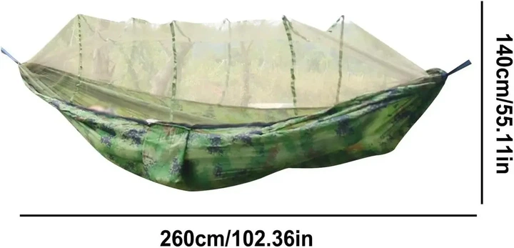 Гамак туристический 260х140 см с москитной сеткой и карманом GMSK-01 260х140см Пиксель - Фото 10 Гамак туристический 260х140 см с москитной сеткой и карманом GMSK-01 260х140см Пиксель - изображение 10