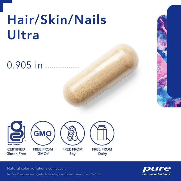 Витамины для волос кожи и ногтей Pure Encapsulations (Hair/Skin/Nails Ultra) 60 капсул - изображение 6