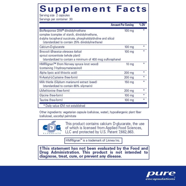 Дііндолілметан для детоксу вітаміни для жінок Pure Encapsulations (DIM Detox) 60 капсул - зображення 4