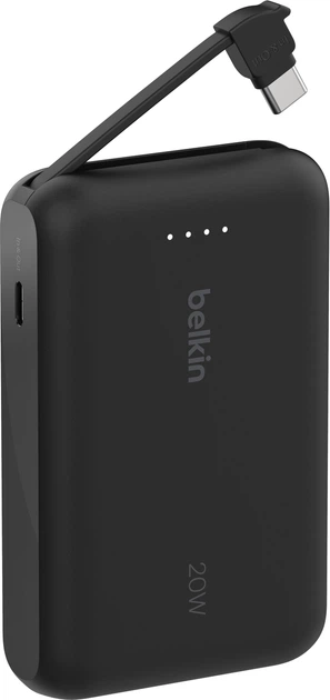 Powerbank Belkin BoostCharge 10000 mAh 20W Built-In USB-C Cable PD Black (BPB021HQBK) - obraz 3
