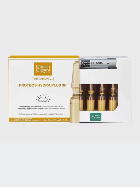 Ампули PROTEOS HYDRA PLUS SP, Marti Derm, для освітлення і зволоження, 10 по 2 мл - Фото 2 Ампули PROTEOS HYDRA PLUS SP, Marti Derm, для освітлення і зволоження, 10 по 2 мл - зображення 2