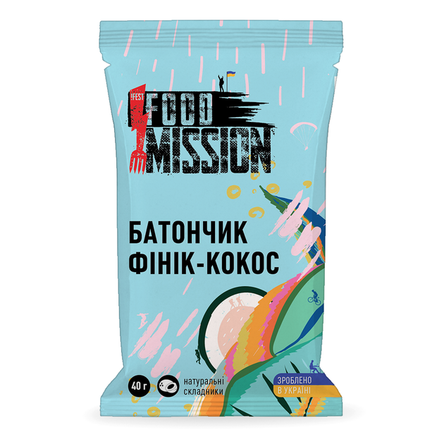 Батончик Food Mission date & coconut финик-кокос (GT-BAT-FINCOC) - Фото 1 Батончик Food Mission date & coconut финик-кокос (GT-BAT-FINCOC) - изображение 1
