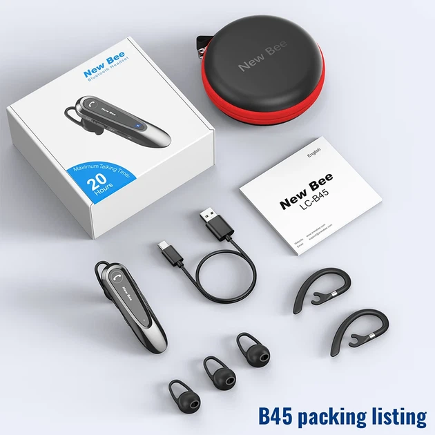 Гарнитура Bluetooth New Bee LC-B45 Gold + чехол гарантия 1 год ★ B45GLRU русская озвучка - изображение 8