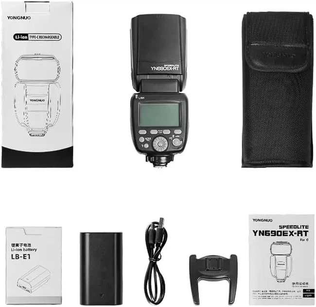 Вспышка для фотоаппаратов CANON YongNuo Speedlite YN690EX-RT с E-TTL с аккумулятором в комплекте - Фото 4 Вспышка для фотоаппаратов CANON YongNuo Speedlite YN690EX-RT с E-TTL с аккумулятором в комплекте - изображение 4