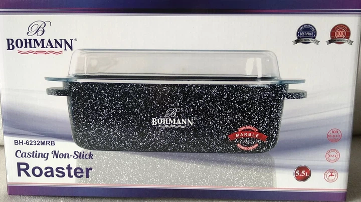 Гусятниця, качатниця алюмінієва Bohmann, 5.5 л, зі скляною кришкою з антипригарним покриттям - зображення 7