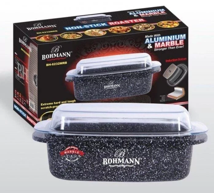 Гусятниця, качатниця алюмінієва Bohmann, 5.5 л, зі скляною кришкою з антипригарним покриттям - зображення 8