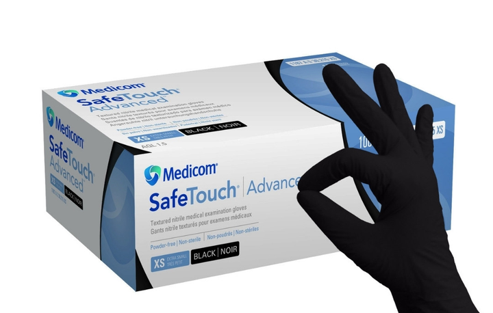 Рукавички Medicom SafeTouch нітрилові чорні Black S 100 шт. MYS - зображення 1