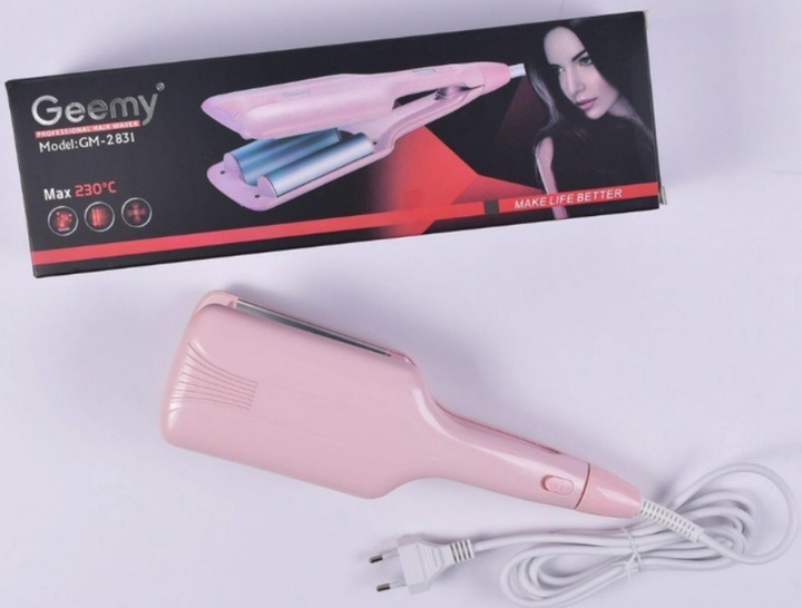 Плойка Три волны Geemy GM-2831 для завивки волос Розовая – фото, отзывы ...