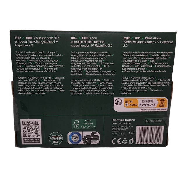Аккумуляторная отвертка Parkside Rapidfire 2.2 4 V со сменными насадками - изображение 9