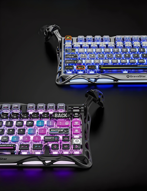 Клавіатура GRAVASTAR Mercury K1 Pro із комбінованим підключенням - Interstellar Silver - зображення 8