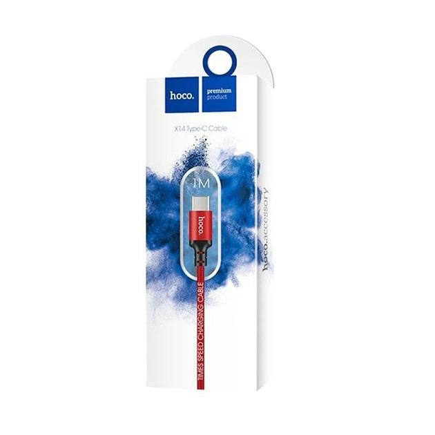 Кабель USB Hoco X14 Times Speed, Type-C, 1m, Red-Black - Фото 2 Кабель USB Hoco X14 Times Speed, Type-C, 1m, Red-Black - зображення 2