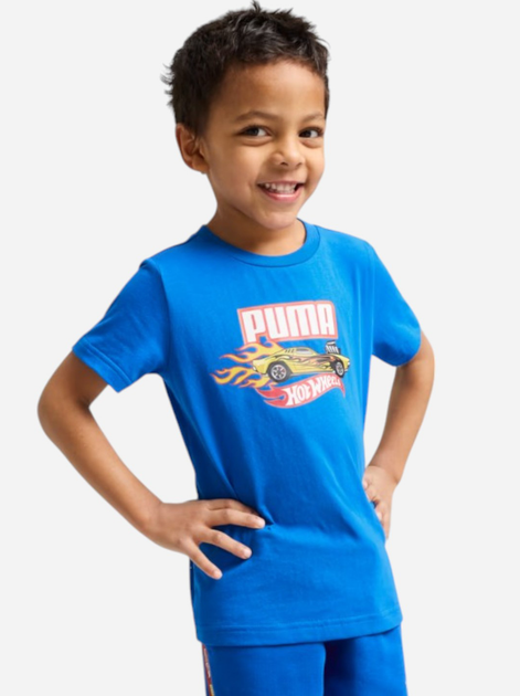 Дитяча футболка для хлопчика Puma x Hot Wheels Graphic Tee 63006958 122 см Синя (4067983567162) - зображення 1