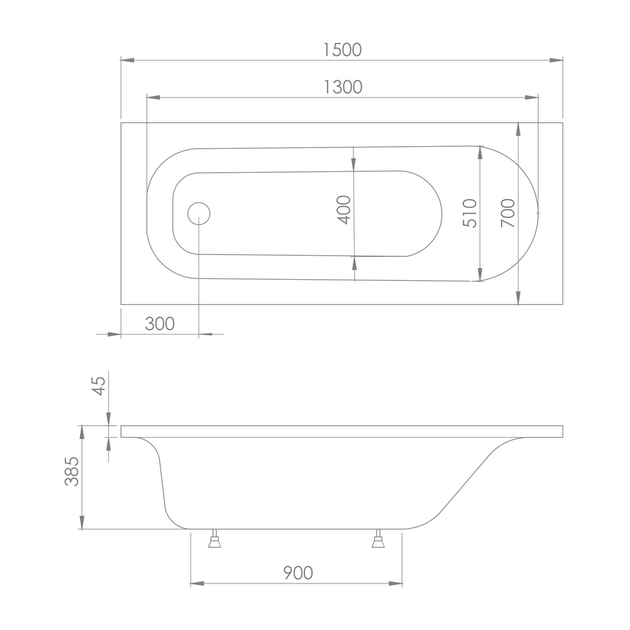 Ванна акриловая IMPRESE ROZKOS 150x70 b0701015070 - изображение 2