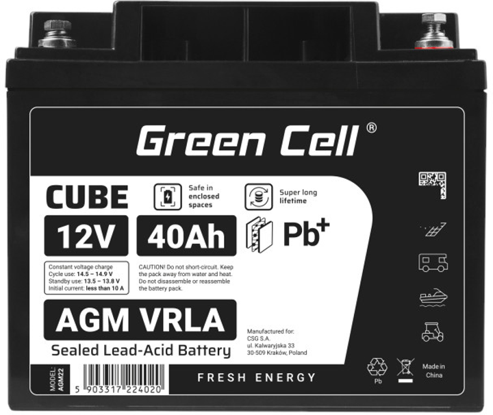 Akumulator Green Cell AGM VRLA 12V 40Ah (5903317224020) - obraz 2