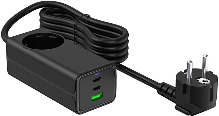 Блок живлення AKYGA для ноутбука 5-20V 5A 65W AC 230V + USB-A + 2x USB-C PD Quick Charge 3.0 GaN (AK-CH-21) - зображення 5