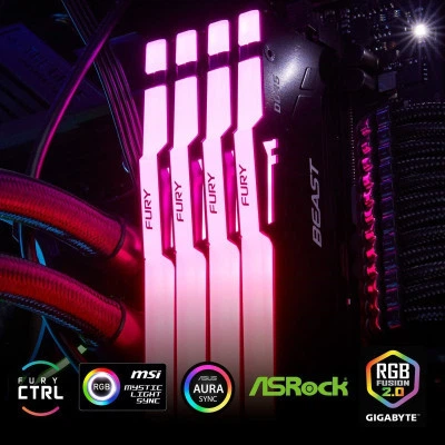 Модуль пам'яті для комп'ютера DDR5 64GB (2x32GB) 6000 MHz Beast RGB Kingston Fury (ex.HyperX) (KF560 - изображение 6