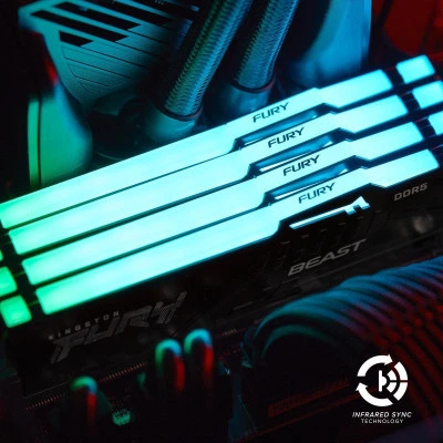 Модуль пам'яті для комп'ютера DDR5 64GB (2x32GB) 6000 MHz Beast RGB Kingston Fury (ex.HyperX) (KF560 - изображение 7