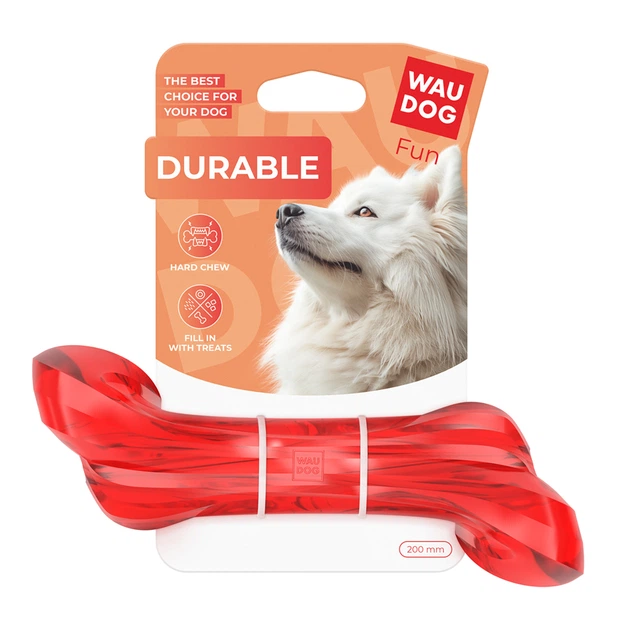Іграшка для собак WAUDOG Fun Durable Кістка термопластична гума 200 мм червоний - зображення 2
