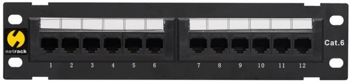 Patch panel Netrack 10'' 12-porty Cat 6 UTP LSA, ze wspornikiem (104-15) - obraz 1