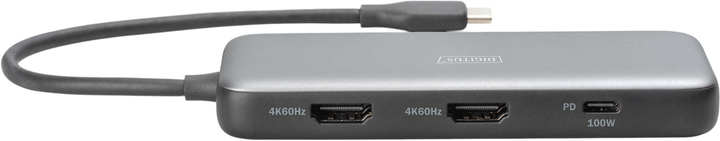 Stacja dokująca DIGITUS 2x HDMI, 3x USB 3.2 Gen 2, 1x RJ45, 1x SD, 1x MicroSD, 1x USB-C PD (DA-70915) - obraz 3