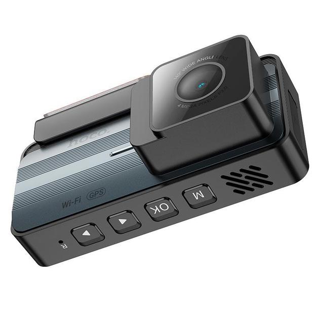 Автомобільний відеореєстратор з WI_FI та GPS HOCO DV12 2K реєстратор з камерою заднього виду Сірий - зображення 4