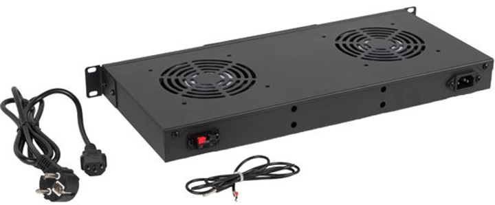 Moduł wentylatora Lanberg 19" with LCD 2 Fans + Thermostat 230V Black (AK-1502-B) - obraz 5