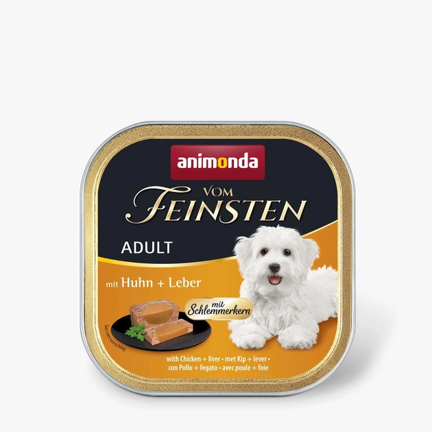 Вологий корм Animonda Vom Feinsten для дорослих собак, з куркою та печінкою, 150 г, артикул AM-82300 - Фото 1 Вологий корм Animonda Vom Feinsten для дорослих собак, з куркою та печінкою, 150 г, артикул AM-82300 - зображення 1