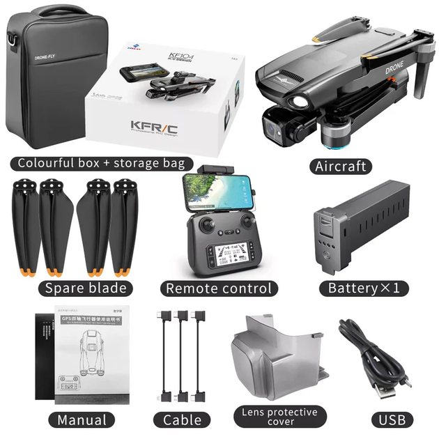 Квадрокоптер Kfplan KF104 Max - дрон с 4K и HD-камерами, ESC, 5G WI-FI, GPS, FPV, БК моторы, 6000м, до 30 мин. + SD карта - изображение 3