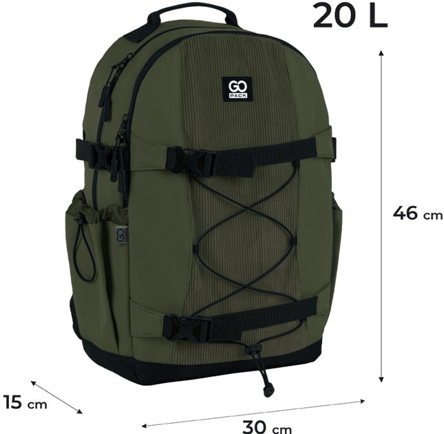 Рюкзак GoPack Education Teens 46x30x15 см 20 л Хакі (GO25-186L-3) - зображення 2