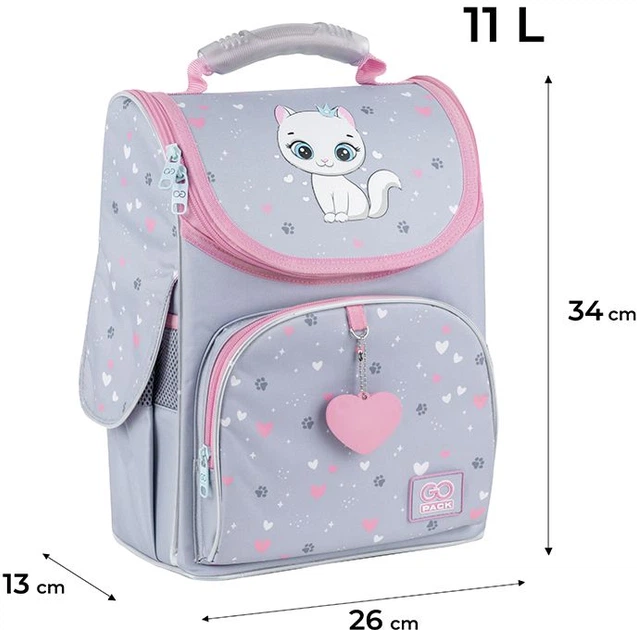 Рюкзак шкільний каркасний GoPack Education Kitten Princess 34x26x13 см 11 л Сірий (GO25-5001S-3) - Фото 2 Рюкзак шкільний каркасний GoPack Education Kitten Princess 34x26x13 см 11 л Сірий (GO25-5001S-3) - зображення 2