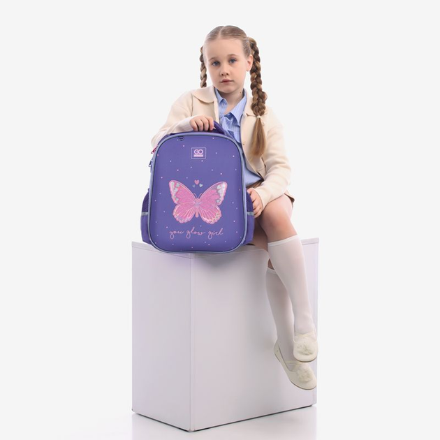 Рюкзак шкільний напівкаркасний GoPack Education Glowing 38x28x13 см 15 л Фіолетовий (GO25-165M-4) - зображення 16