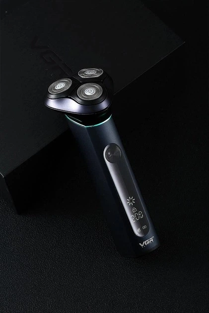 Аккумуляторная электробритва для влажного и сухого бритья с USB, IPX7 и LED_дисплеем VGR V-310 Pro Черный + Щетка для очистки - изображение 6