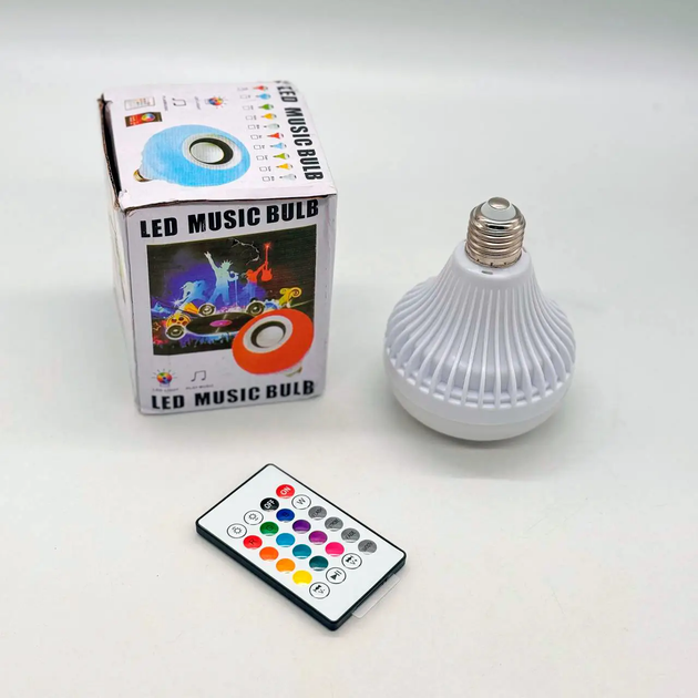Лампа світлодіодна з колонкою (RGB/Bluetooth/12Вт/E27) / Смарт лампа / Розумна лампочка (L) - зображення 10