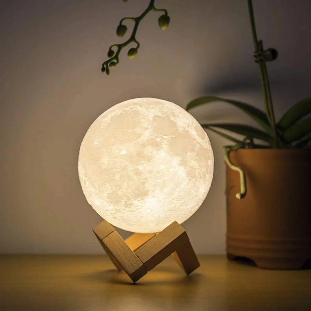 Нічник світильник від USB, 3D / Сенсорна лампа з пультом Magic LED Moon (L) - зображення 4