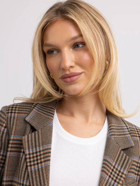 Marynarka damska w kratę Big Star Galani 000 XS Brązowa (5900714837624) - obraz 4