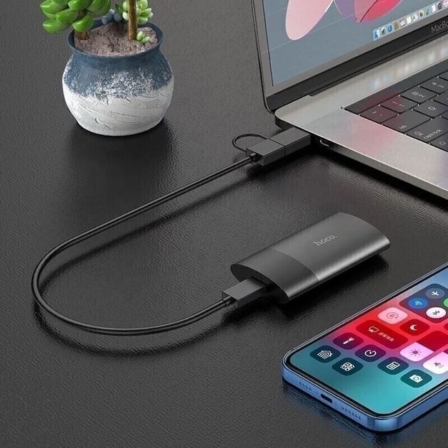 Зовнішній SSD диск Hoco UD12, Type C, OTG, 128GB, Black - зображення 6