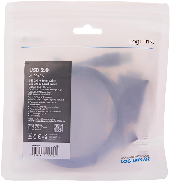 Kabel Logilink USB-A to DB9 1.5 m (AU0048A) - obraz 3