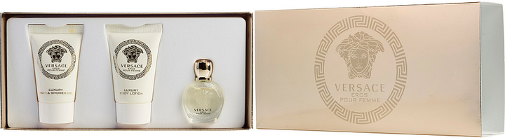 Набір для жінок Versace Eros Pour Femme Парфумована вода 5 мл + Лосьйон для тіла 25 мл + Гель для душу 25 мл (8011003823574) - зображення 3