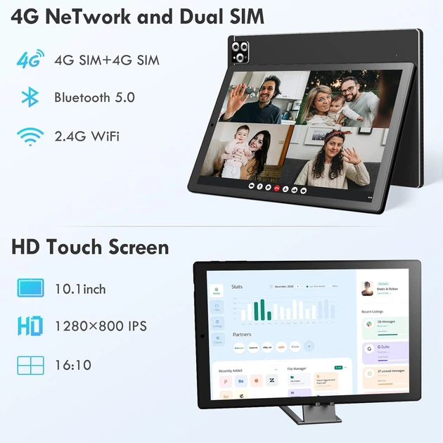 Планшет 10.1" SIMPLORI M107 6+6/128Gb 4G 2-SIM 8 ядер Android 13 6000 mAh Чорний Б/В - зображення 3