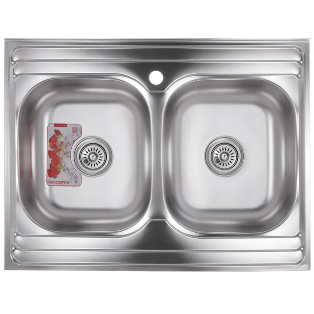 Мойка кухонная Zerix Z8060B-08-180MD Double (micro decor) (ZS0611) - Фото 1 Мойка кухонная Zerix Z8060B-08-180MD Double (micro decor) (ZS0611) - изображение 1