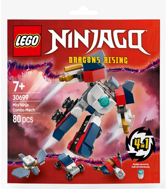 Zestaw klocków LEGO Ninjago 4 w 1 Wielofunkcyjny minimech ninja 80 elementów (30699) - obraz 1